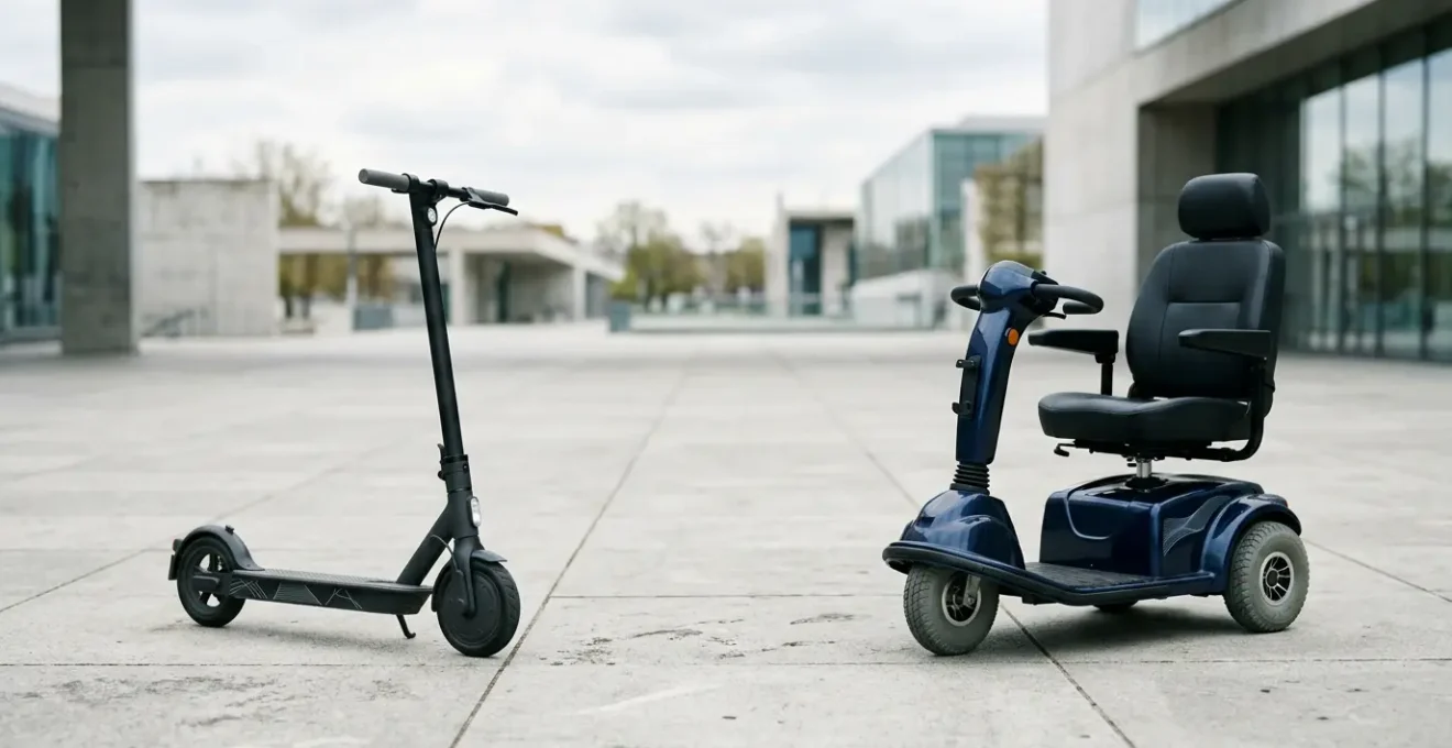 Modern urban mobility comparison between electric scooters and traditional mobility scooters
