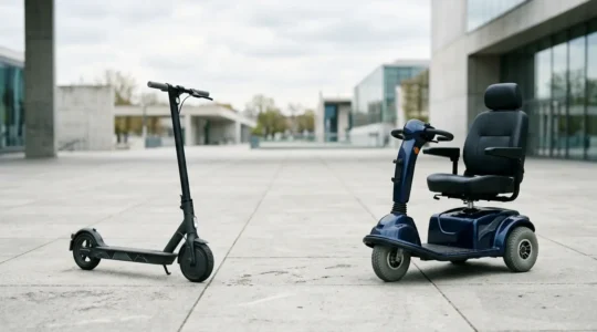 Modern urban mobility comparison between electric scooters and traditional mobility scooters