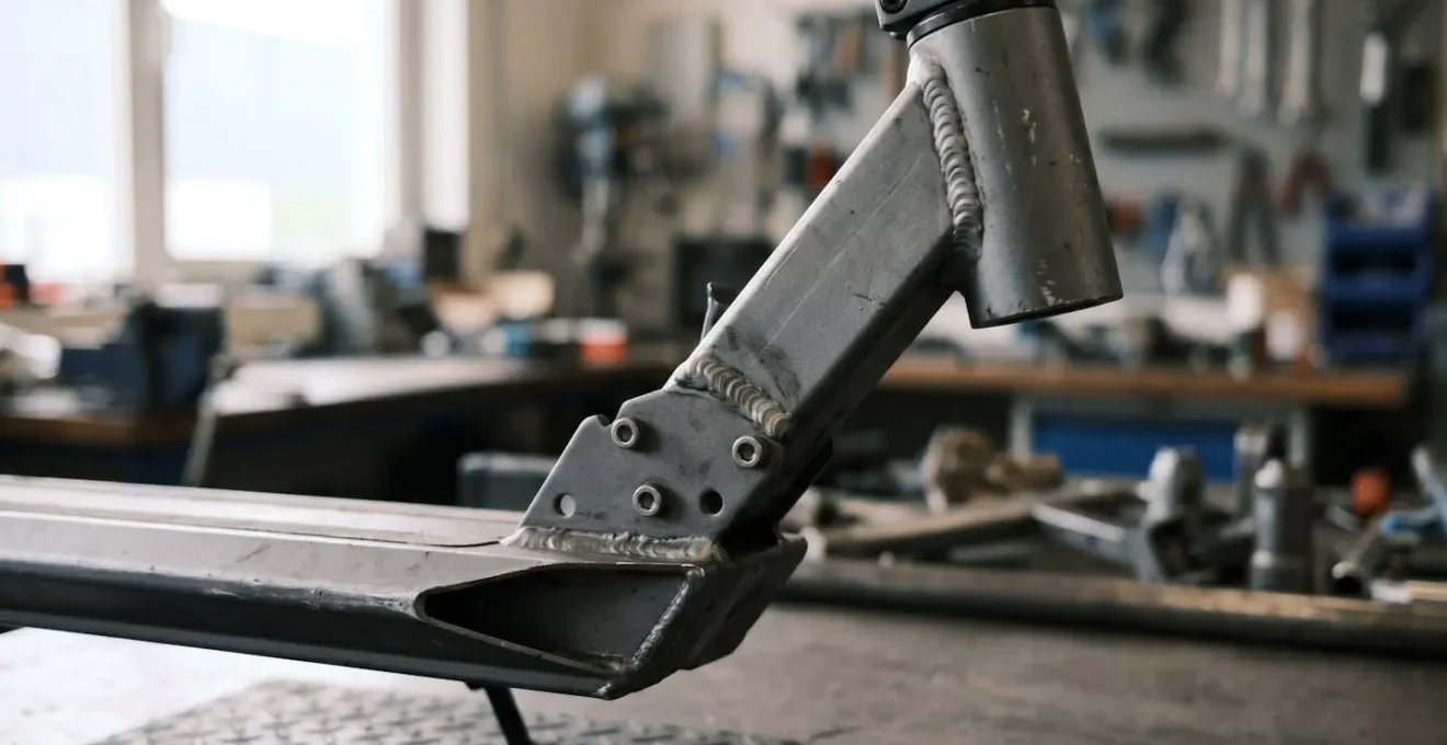 Heavy-duty electric scooter frame under stress from weight overload showing structural integrity concern