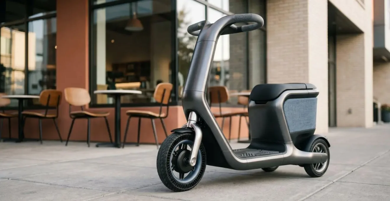 Contemporary mobility scooter emphasizing sleek modern design and lifestyle appeal