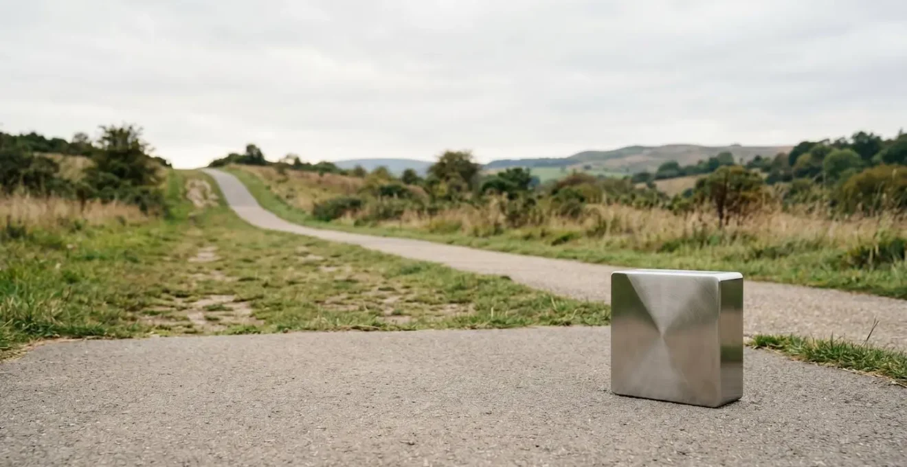 Wide environmental shot depicting challenging terrain metaphor for electric scooter battery consumption
