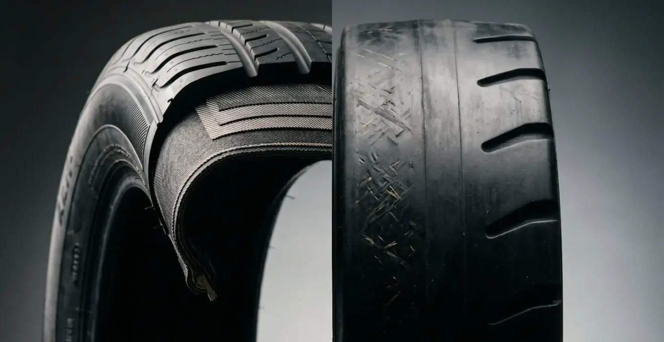 Detailed comparison of mobility scooter tire materials showing texture and vibration dampening properties